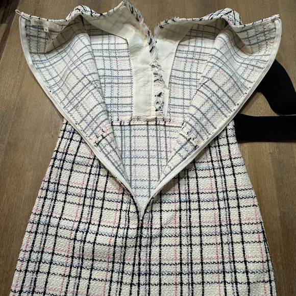 Maje Plaid Tweed Mini Dress Size Cotton Fringe Hem Size 36, US Small‎ - Picture 10 of 12